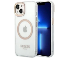 Guess GUHMP14SHTRMD Apple iPhone 14 / 15 / 13 6.1″ auksinis kietas dėklas Metal Outline Magsafe