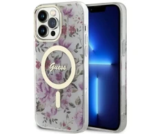 Guess GUHMP14XHCFWST Apple iPhone 14 Pro Max 6.7″ skaidrus kietas dėklas Flower MagSafe