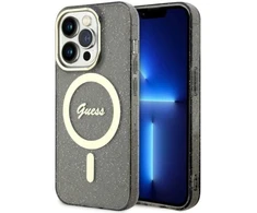 Guess GUHMP14XHCMCGK Apple iPhone 14 Pro Max 6.7″ juodos spalvos kietas dėklas Glitter Gold MagSafe