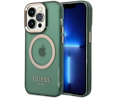 Apple iPhone 14 Pro Max Guess Dėklas Gold Outline Translucent MagSafe žalios spalvos