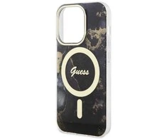 Guess GUHMP14XHTMRSK iPhone 14 Pro Max 6,7 juodas/juodas deklas Golden Marble MagSafe