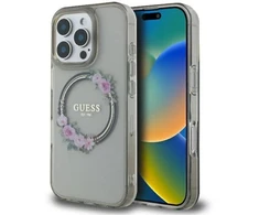 Guess GUHMP16XHFWFCK Apple iPhone 16 Pro Max 6.9″ juodos spalvos kietas dėklas IML Flowers Wreath MagSafe
