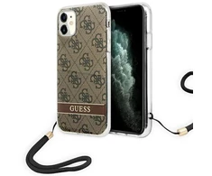 „Guess“ GUOHCN61H4STW „Apple iPhone 11“ rudas kietas dėklas 4G su spauda ir dirželiu.