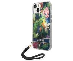 Guess GUOHCP14MHFLSB Apple iPhone 14 Plus / 15 Plus 6.7" mėlynas kietas dėklas su gėlių raštu