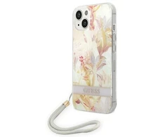 Dėklas GUESS kietas gėlių dirželis GUOHCP14MHFLSU galinis dangtelis, Apple, iPhone 14 Plus, Violetinė, 6,7 "