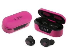 Guess GUTWST31EK TWS Bluetooth ausinės + magenta docking station