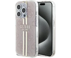 Guess GUHCP14XH4PSEGP iPhone 14 Pro Max 6.7″ rožinės spalvos kietas dėklas IML 4G Gold Stripe