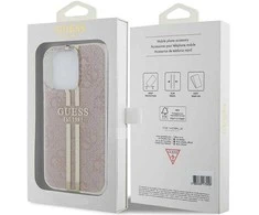 Guess IML 4G Gold Stripe dėklas iPhone 15 Pro - rožinis