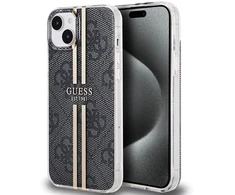 Guess GUHCP15MH4PSEGK Apple iPhone 15 Plus / 14 Plus 6.7″ juodos spalvos kietas dėklas IML 4G Gold Stripe