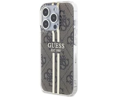 Guess IML 4G Gold Stripe dėklas, skirtas iPhone 15 Pro - rudas