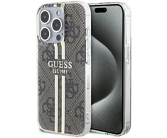 Guess IML 4G Gold Stripe dėklas, skirtas iPhone 15 Pro - rudas