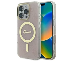 Guess GUHMP16LH4STP Apple iPhone 16 Pro 6.3″ rožinės spalvos kietas dėklas IML 4G MagSafe