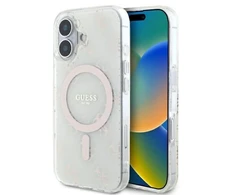 Apple iPhone 16 Plus Guess IML 4G Background MagSafe (GUHMP16MH4DTEH) dėklas telefonui baltos spalvos