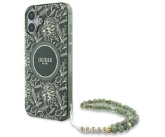 Guess GUHMP16SHCPOFPA Apple iPhone 16 6.1″ žalias kietas dėklas IML Flowers Allover Electro With Pearl St