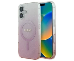 Guess GUHMP16SHGRCELP Apple iPhone 16 6.1″ rožinės spalvos kietas dėklas IML Glitter Gradient MagSafe