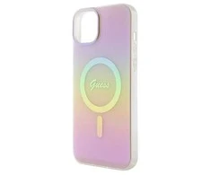 Guess IML Iridescent MagSafe dėklas iPhone 15 Plus - rožinis
