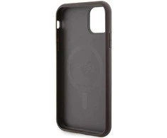 Guess iPhone 11 6.1 / Xr rudos/rudos spalvos deklas 4G Collection Leather Metal Logo MagSafe