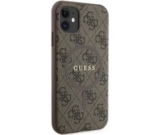 Guess iPhone 11 6.1 / Xr rudos/rudos spalvos deklas 4G Collection Leather Metal Logo MagSafe