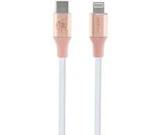 Guess GUCLLALRGDP USB-C laidas - Lightning 1.5m greito įkrovimo rožinis su reljefiniu logotipu