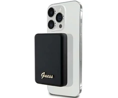 Guess MagSafe Metal Script Logo indukcinis power bankas 15W 5000mAh - juodas
