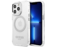Guess GUHMP13LHTRMS Apple iPhone 13 Pro / 13 6,1″ sidabrinis kietas dėklas Metal Outline Magsafe