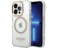Guess dėklas, skirtas iPhone 15 Pro Max 6,7 GUHMP15XHTRMD auksinis HC Magsafe Metal Outline