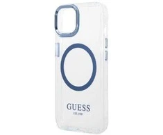 Apple iPhone 14 Plus Guess Dėklas Metal Outline Magsafe (GUHMP14MHTRMB) mėlynos spalvos