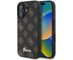 Guess GUHMP16SPGPYSK Apple iPhone 16 6.1″ juodos spalvos kietas dėklas Peony Script MagSafe