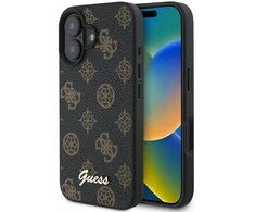 Guess GUHMP16MPGPYSK Apple iPhone 16 Plus 6.7″ juodos spalvos kietas dėklas PU Peony Script MagSafe