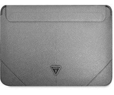 Dėklas Guess rankovė GUCS14PSATLG 13/14 sidabro/sidabro spalvos Saffiano trikampio logotipas