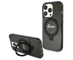 Dėklas GUESS GUHMP13LHRSGSK IPHONE 13 PRO / 13 6.1 "Juodas / Juodas HARDCASE RING STAND SCRIPT GLITTER MAGSAFE