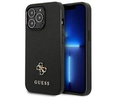 Guess GUHCP13LPS4MK Apple iPhone 13 Pro / 13 6,1″ juodos spalvos kietas dėklas Saffiano 4G Small Metal Logo