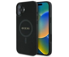 Guess GUHMP16SPSAHMCK Apple iPhone 16 6.1″ juodos spalvos kietas dėklas Saffiano Classic Logo MagSafe