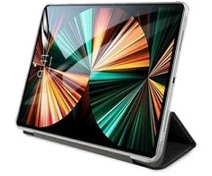 Guess Saffiano kolekcijos dėklas iPad 12.9 (2021) – juodas knygos tipo dėklas