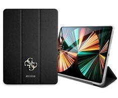 „Guess Saffiano Collection“ dėklas, skirtas „iPad 12.9" 2021“ knygos viršeliui - juodas