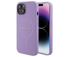 Apple iPhone 15 Plus Guess dėklas Saffiano MagSafe (GUHMP15MPSAHMCU) violetinės spalvos