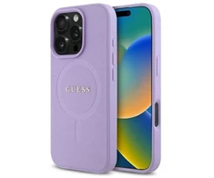 Guess GUHMP16LPSAHMCU Apple iPhone 16 Pro 6.3″ violetinės spalvos kietas dėklas Saffiano MagSafe