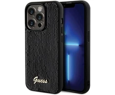 Guess GUHCP13LPSFDGSK Apple iPhone 13 Pro / 13 6.1″ juodos spalvos kietas dėklas Sequin Script Metal