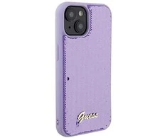 Dėklas Guess Sequin Script Metal iPhone 15 - violetinė