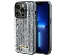 Guess GUHCP14XPSFDGSS Apple iPhone 14 Pro Max 6.7″ sidabrinis kietas dėklas Sequin Script Metal
