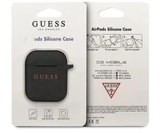 Guess Silikoninis dėklas AirPods 1/2 - Juodas
