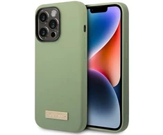 Guess dėklas, skirtas iPhone 14 Pro Max 6,7 GUHMP14XSBPLA khaki spalvos hard dėklas, skirtas Liquid Silicone Logo Plate MagSafe