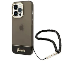 Dėklas Guess GUHCP14LHGCOHK Apple iPhone 14 Pro 6,1″ juodos spalvos hardcase Translucent Pearl Strap