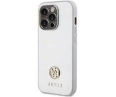 Guess Strass metalinis dėklas su logotipu iPhone 15 Pro - sidabrinis
