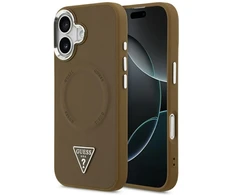 „Guess“ trikampio formos logotipo „MagSafe“ dėklas, skirtas „iPhone 17“ – rudas