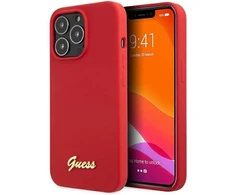 Guess telefono dėklas iPhone 13 Pro Max 6,7 GUHCP13XLSLMGRE bordo spalvos hard telefono dėklas Silikoninis Vintage auksinis Logo