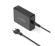 Hama GaN 140W PD/QC 3x USB-C, 2x USB-A juoda