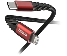 Hama USB-C į Lightning įkrovimo laidas, 1,5 m, juoda / raudona