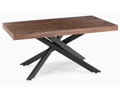 HAMPTON stačiakampis ištraukiamas stalas, 160–240 cm, riešuto spalvos/juodas, moderniam lofto formos valgomajam