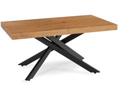 HAMPTON stačiakampis ištraukiamas stalas, 160–240 cm, ąžuolo/juodos spalvos, moderniam lofto stiliaus valgomajam